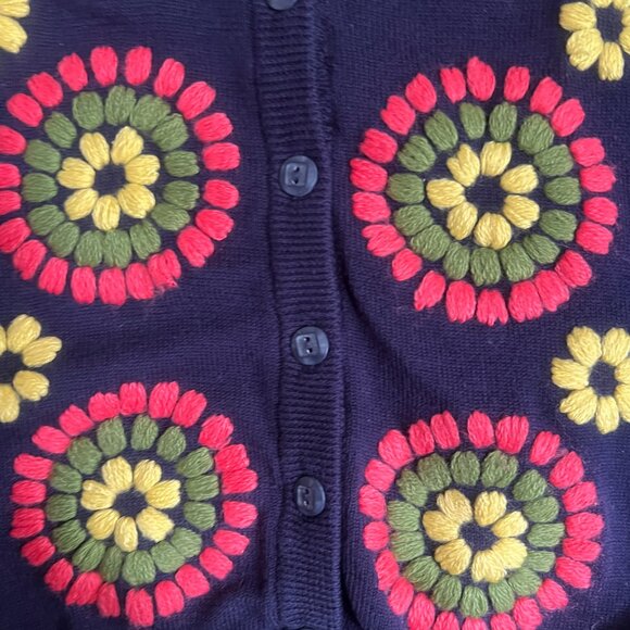 Anthropologie Tabitha Embroidered Soleil Cardigan, Navy, Size M - Picture 4 of 8